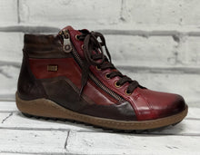 Load image into Gallery viewer, REMONTE - R1458-35 - Zip/Lace Water Resistant ANKLE BOOT - Red Combi