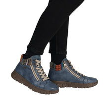 Load image into Gallery viewer, RIEKER - N1305-14 - ZIP/LACE BOOT (Water Resistant)- Blue Multi