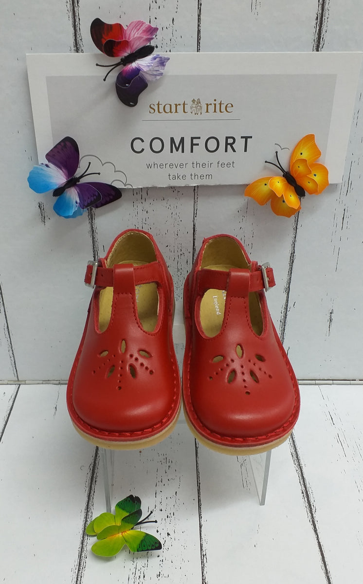 Red Leather Startrite T Bar Shoes START-RITE LOTTIE 9271-1 T-Bar