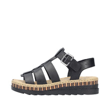 Load image into Gallery viewer, RIEKER - V7904-00 - WEDGE STRAP SANDAL - Black