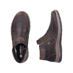 RIEKER - 03660-25 - 2-ZIP NUBUCK BOOT (Water Resistant) - Brown
