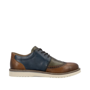 RIEKER - 04504-90 -LACE UP SHOE - Tan/Blue multi