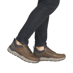 RIEKER - 06000-22 - MENS LACE-UP/ZIP SHOE - Brown