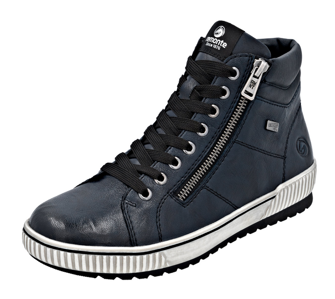 REMONTE - D0772-15 - ZIP/LACE BOOT - Water Resistant - Navy Blue