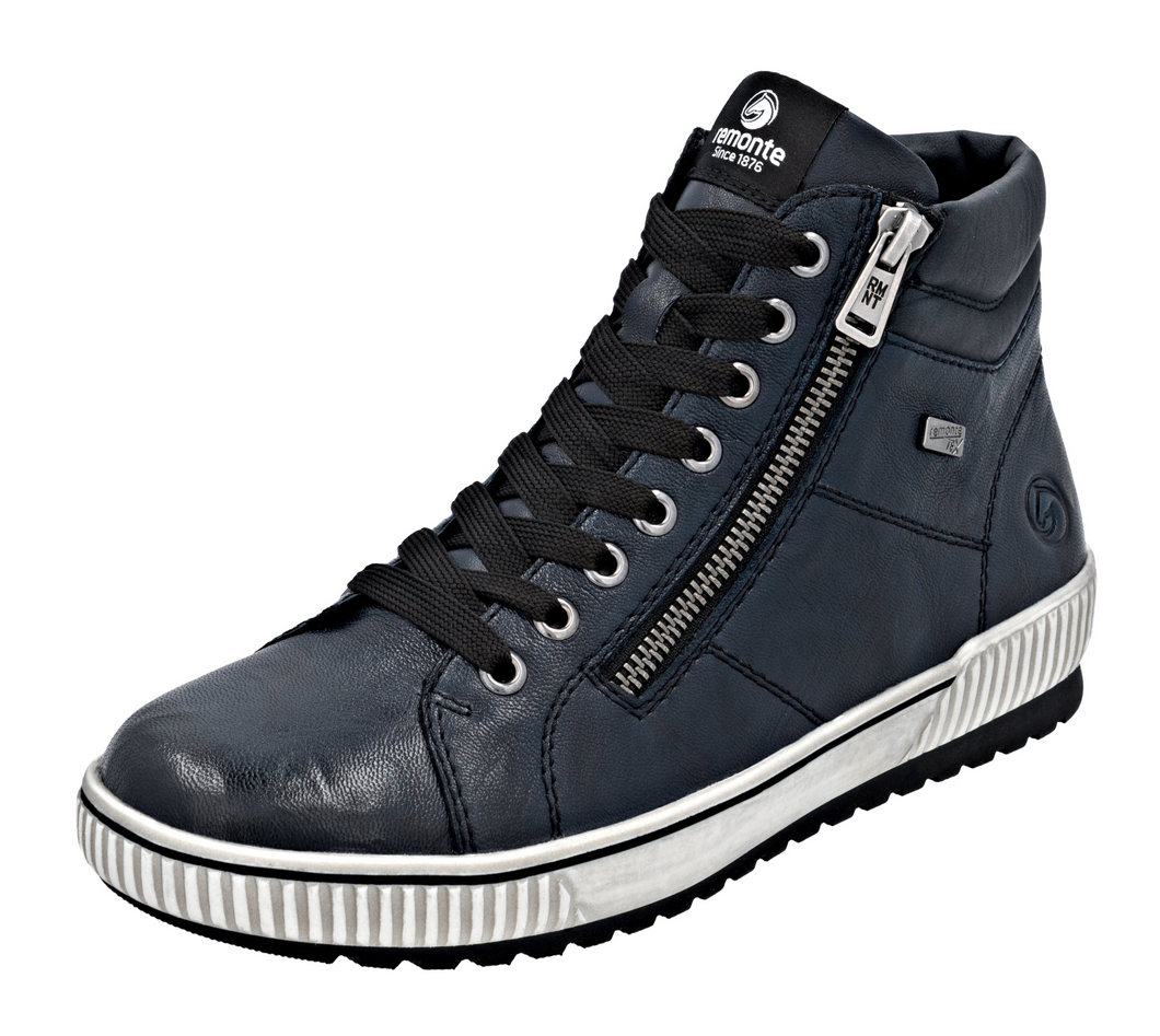 REMONTE - D0772-15 - ZIP/LACE BOOT - Water Resistant - Navy Blue