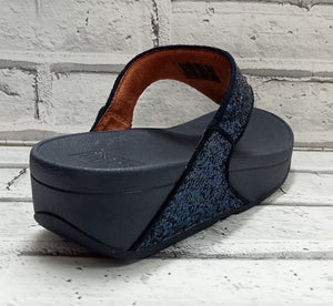 FitFlop - LULU GLITTER - WEDGE TOE-THONG MULE - Midnight Navy