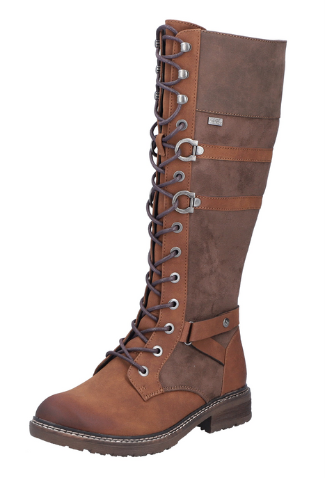 RIEKER - 94732-25 - LACE UP/ZIP KNEE HIGH BOOT (Water Resistant) - Brown
