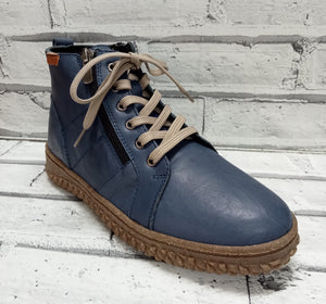 HARLYN - ZIP/LACE BOOT - NAVY