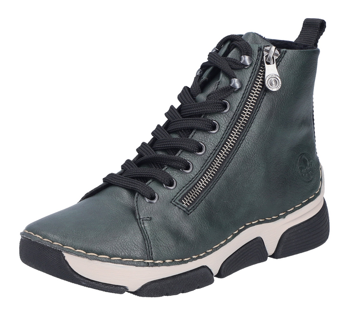 RIEKER - 45920-54 - LACE UP/ZIPS ANKLE BOOT - Aqua Green