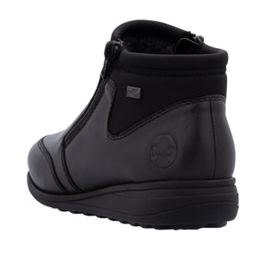 RIEKER - 47270-00 - 2-ZIP SHOE/BOOT (Water Resistant) Black