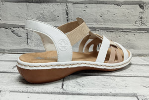 RIEKER - 65918-81 - SANDAL - Cream/Rose/White