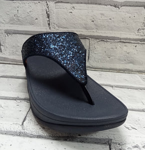 FitFlop - LULU GLITTER - WEDGE TOE-THONG MULE - Midnight Navy