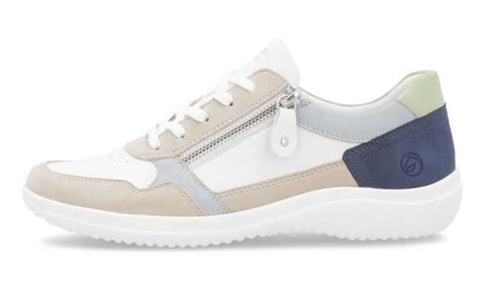 REMONTE - D1E06-81 - LACE UP TRAINER - White/Blue multi