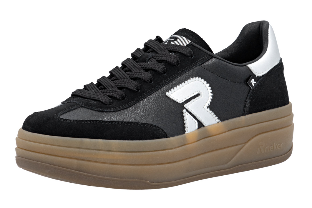 RIEKER - W3700-00 -  LACE UP SNEAKER TRAINER - Black
