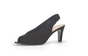 GABOR - 61.800.17 - PEEP TOE SLING BACK SHOE - Suede Leather - Black