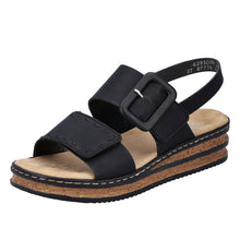 Load image into Gallery viewer, RIEKER - 62950-00 - WEDGE STRAP SANDAL - Black