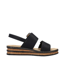 Load image into Gallery viewer, RIEKER - 62950-00 - WEDGE STRAP SANDAL - Black