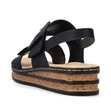 Load image into Gallery viewer, RIEKER - 62950-00 - WEDGE STRAP SANDAL - Black