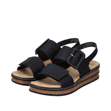 Load image into Gallery viewer, RIEKER - 62950-00 - WEDGE STRAP SANDAL - Black