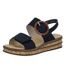 Load image into Gallery viewer, RIEKER - 62950-14 - WEDGE STRAP SANDAL - Navy
