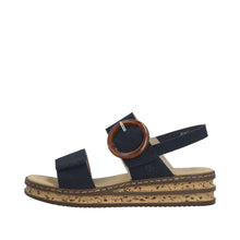 Load image into Gallery viewer, RIEKER - 62950-14 - WEDGE STRAP SANDAL - Navy