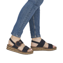 Load image into Gallery viewer, RIEKER - 62950-14 - WEDGE STRAP SANDAL - Navy