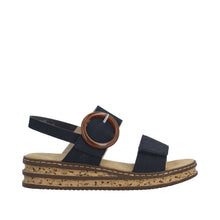 Load image into Gallery viewer, RIEKER - 62950-14 - WEDGE STRAP SANDAL - Navy