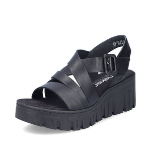 RIEKER - 68063-00 - WEDGE SANDAL - Black