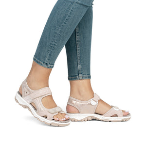 RIEKER - 68866-31 - WALKING SANDAL - Cream/Rose Gold