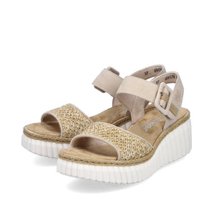 RIEKER - 69176-62 - WEDGE SANDAL - Ginger/Sand Multi