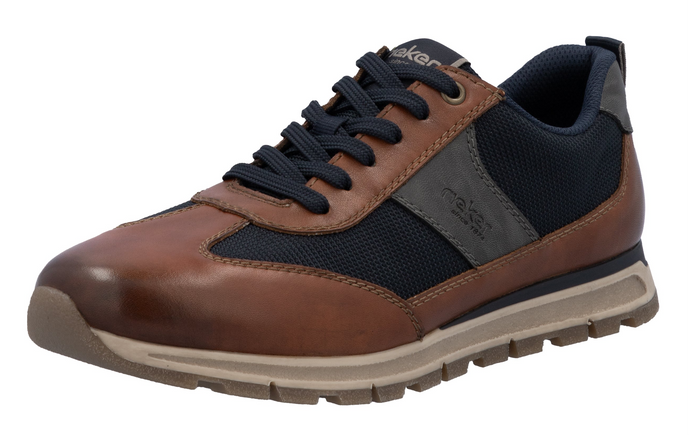 RIEKER - B0507-24 - MENS LACE-UP/ZIP TRAINER/SHOE - Brown multi