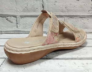 RIEKER - 659X6-90 - MULE/SLIP ON 2xSTRAP SANDAL - Beige Multi