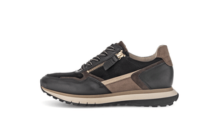 GABOR (HOLYWELL) - 76.378.67 - ZIP/LACE UP WEDGE TRAINER - Black/Gold/Whisky