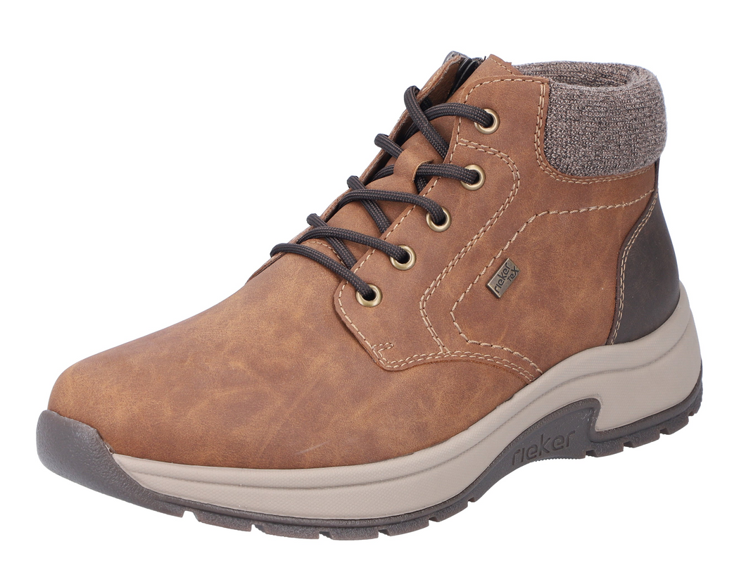 RIEKER - 11030-25 - LACE UP/ZIP BOOT (Water Resistant ) - Tan