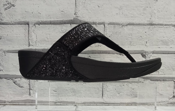 FitFlop - LULU GLITTER - WEDGE TOE-THONG MULE - Black