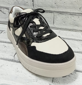 REMONTE - D0J04-80 - ZIP/LACE TRAINER SHOE - Black/Bronze/Cream Multi