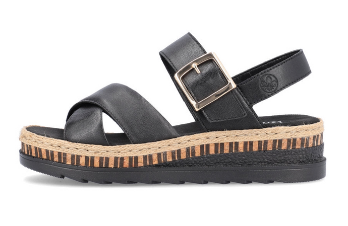 RIEKER - V7951-00 - WEDGE STRAP SANDAL - Black