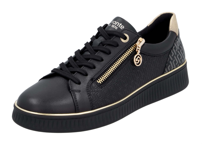 REMONTE - D2E00-03 - LACE UP/ZIP TRAINER - Black/Ginger/Gold