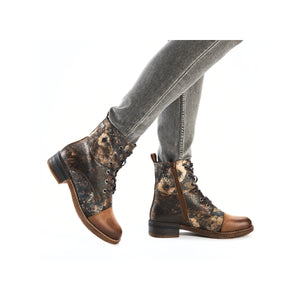 RIEKER - 94611-90 - LACE UP/ZIP ANKLE BOOT (Water Resistant) - Tan multi