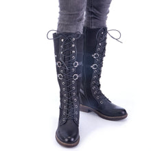 Load image into Gallery viewer, RIEKER - 94632-00 - LACE UP/ZIP LONG BOOT - Black (NEW IN)