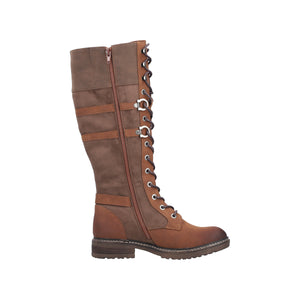 RIEKER - 94732-25 - LACE UP/ZIP KNEE HIGH BOOT (Water Resistant) - Brown
