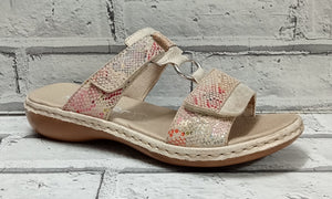 RIEKER - 659X6-90 - MULE/SLIP ON 2xSTRAP SANDAL - Beige Multi