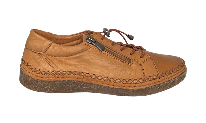 MODELLA - IMOGEN - ZIP/LACE SHOE - Tan