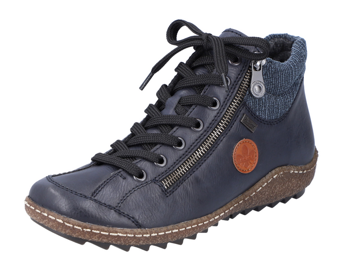 RIEKER - L7514-14 -  LACE UP/ZIP BOOT (Water Resistant) - Blue