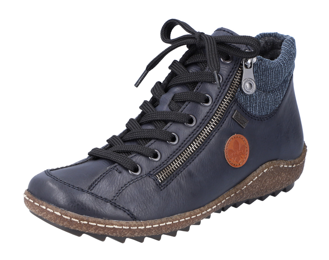 RIEKER - L7514-14 -  LACE UP/ZIP BOOT (Water Resistant) - Blue