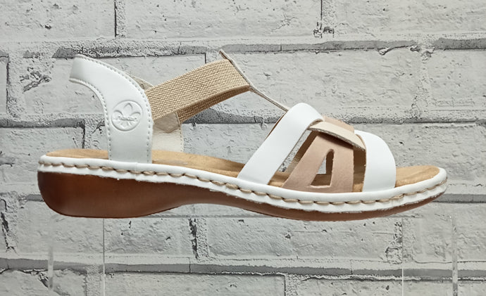 RIEKER - 65918-81 - SANDAL - Cream/Rose/White