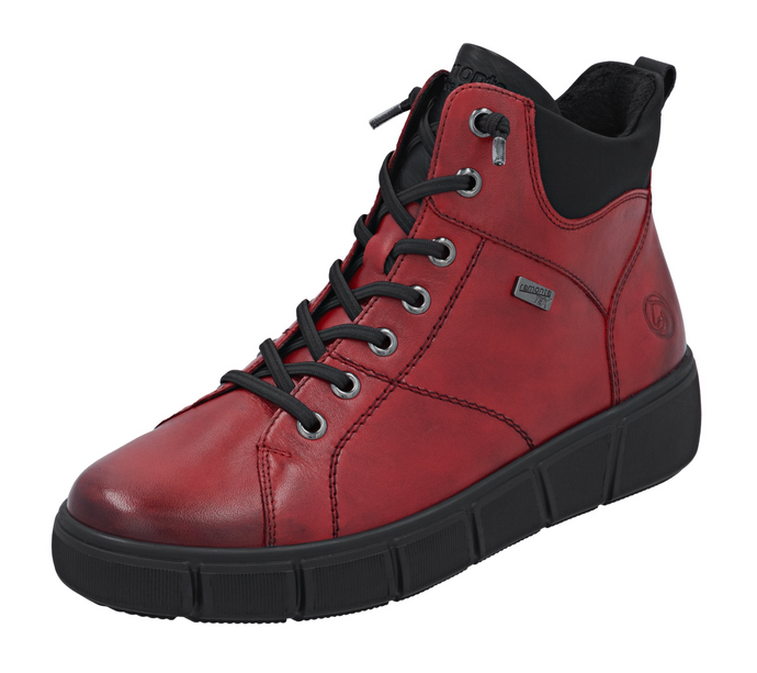 REMONTE - D1T76-35 - ZIP/LACE BOOT (Water Resistant)- Red/Black