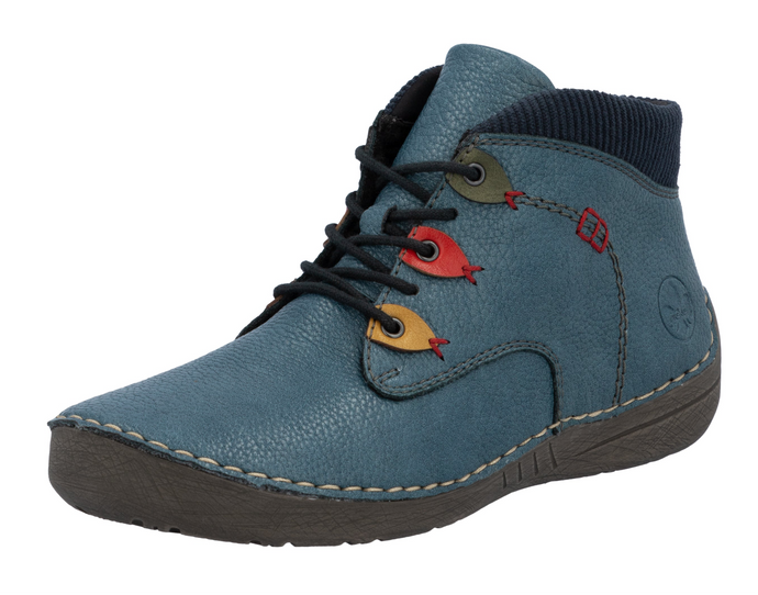 RIEKER - 52544-14 -  LACE UP/ZIP BOOT - Blue multi