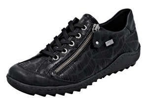 REMONTE - R1402-00- ZIP/LACE SHOE (Water Resistant) - Black