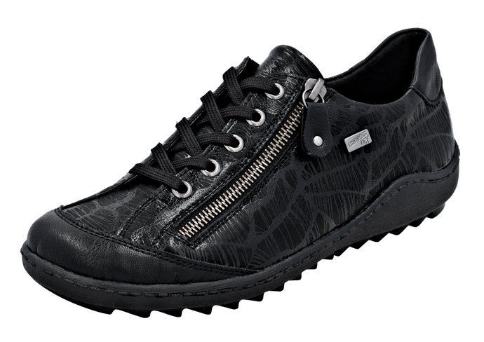 REMONTE - R1402-00- ZIP/LACE SHOE (Water Resistant) - Black